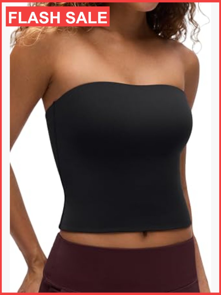 Butterluxe Double Lined Crop Tube Top, Strapless Bandeau, Tight Fit, Extremely